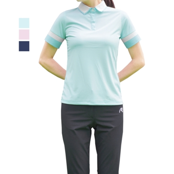 럭스골프 LB3M618W 여성 시보리 배색 반팔 골프셔츠