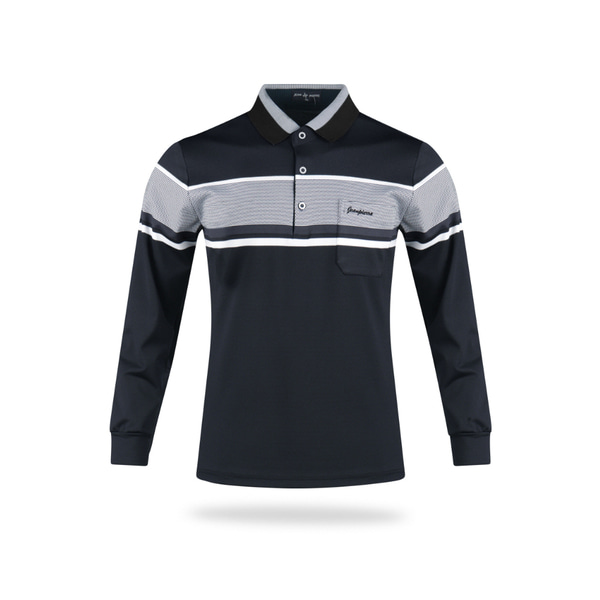 골피아 JP4S401 남성 패턴 블럭 긴팔 골프셔츠