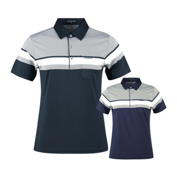 럭스골프 JP3M411 남성 패턴 배색 반팔 골프셔츠