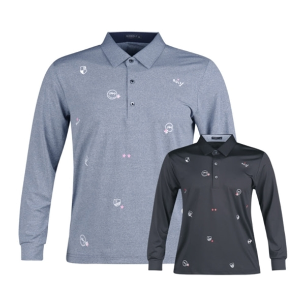 럭스골프 RM3S402 남성 플레이 패턴 긴팔 골프셔츠